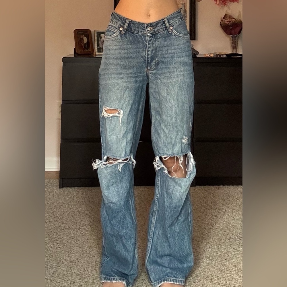 Free People Distressed Baggy Jeans